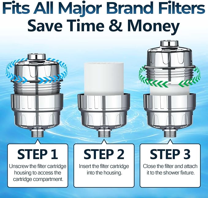 4 Pack Shower Filter Replacement Cartridge, Suitable for Hard Water, Removes Chlorine and Fluoride, Improves Skin and Hair Condition