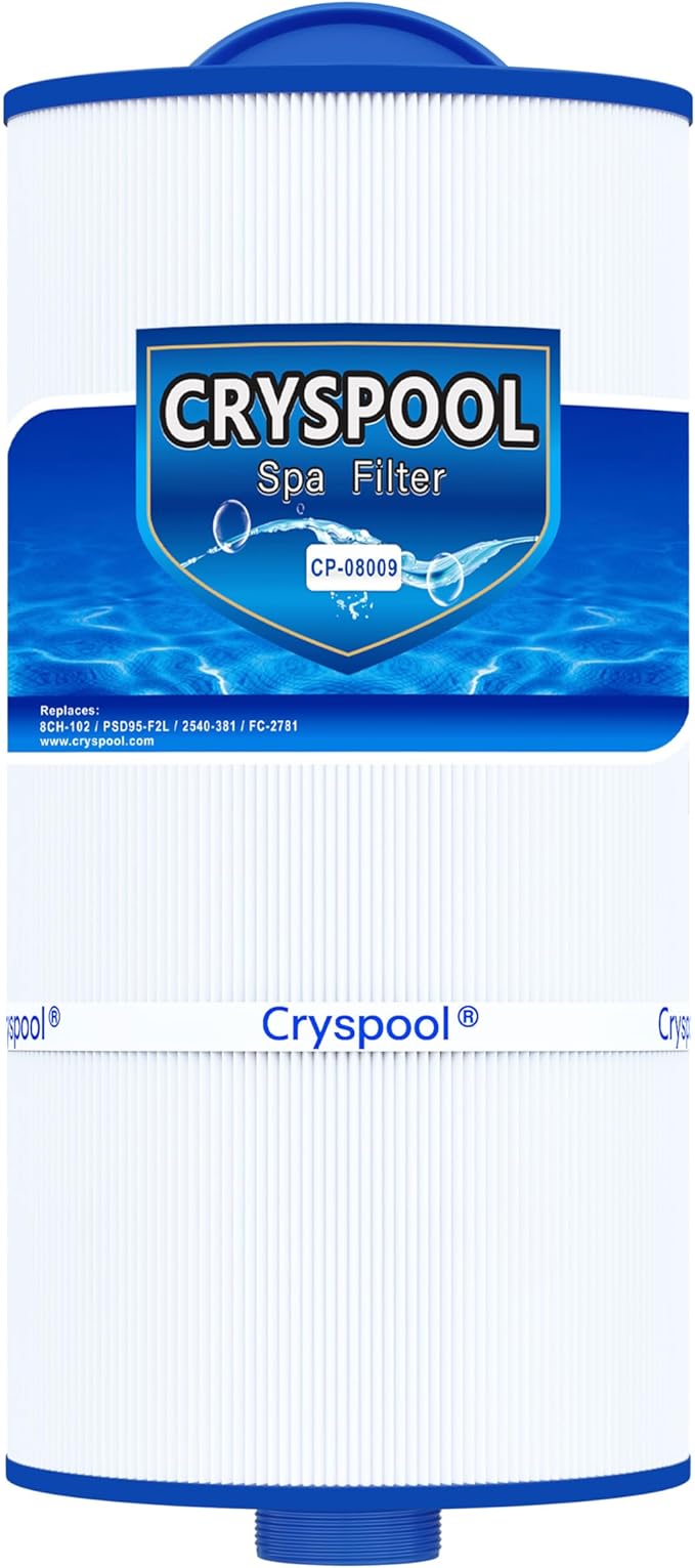 Cryspool® 08009 Spa Filter Compatible with 2540-381, J-200 Series Hot Tubs from 2007 Onwards, PSD95-F2L, 8CH-102, FC-2781, 95 Sq. Ft Hot Tub Filter Cartridge, 1 Pack