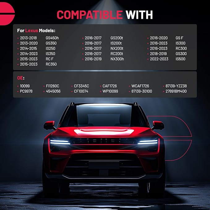 BDFHYK CF10074 Cabin Air Filter w/Activated Carbon Replacement for GS450h, GS350, IS250, IS350, RCF, RC350, GS200t, IS200t, NX200t, RC200t, NX300h, GSF, IS300, RC300, GS300, IS500
