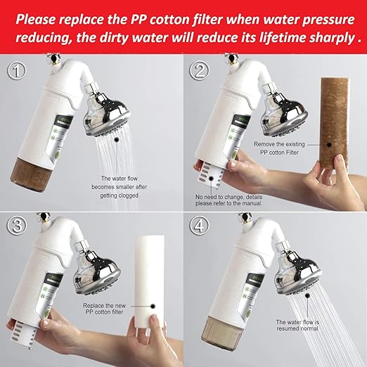miniwell L720-Plus Shower Filter System-for Bathroom Hard Water and Well -Remove Chlorine & Heavy Metals & Sediments impurties- Good for Skin & Hairs