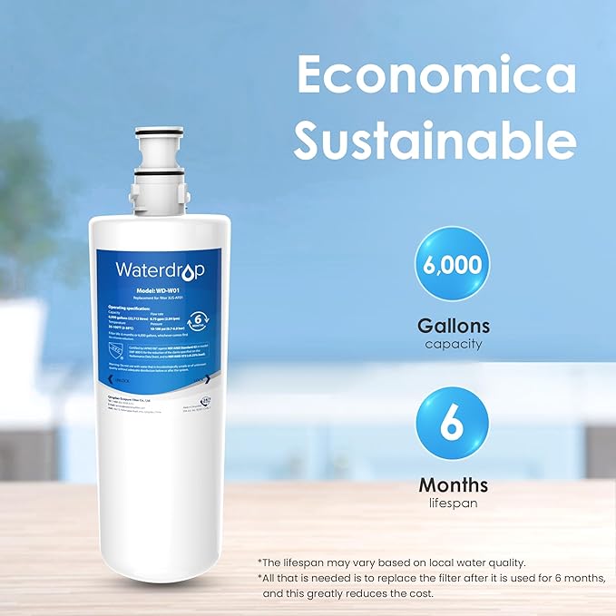 Waterdrop 3US-AF01 Under Sink Water Filter, Replacement for Standard Filtrete® 3US-AF01, 3US-AS01, Aqua-Pure AP Easy C-CS-FF, WHCF-SRC, WHCF-SUFC, WHCF-SUF, NSF/ANSI 42 Certified, Pack of 2