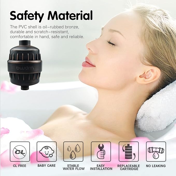 Shower Filter,Hard Water filter Shower Head Filter 15 Stage Cartridge Remove Chlorine Heavy Metals and Other Sediments,Vitamin C Water Softener Reduces Dry Itchy Skin,Dandruff BWDM(Oil-Rubbed Bronze)