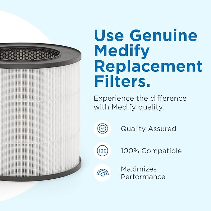 Medify MA-14 Genuine Replacement Filter for Allergens, Smoke, Wildfires, Dust, Odors, Pollen, Pet Dander | 3 in 1 with Pre-Filter, HEPA H13 and Activated Carbon | Removal to 0.1 Microns | 1-Pack