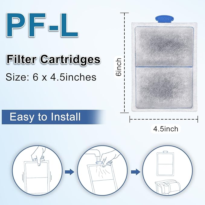 driamor 6 Pack PF-L Filter Cartridges, Fish Tank Aquarium Filter Cartridge Replacement with Zeolite Compatible with PF20, PF30, PF40 and PF75 Power Filters