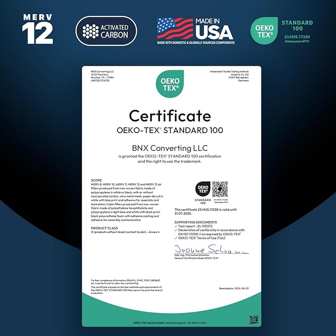 BNX TruFilter 12x12x1 MERV 12 Odor Defense (4-Pack) AC Furnace Air Filter with Activated Carbon - MADE IN USA - Pleated Air Conditioner HVAC AC Furnace Filters - Removes Odor, Mold, Bacteria, Smoke