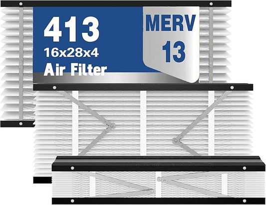 2Pack 413 Replacement Air Filter MERV 13 Compatible with AprilAire Models 1410, 1610, 2410, 2416, 3410, 4400, 16x28x4inch Furnace Filter, 413 Whole House Air Purifiers Replacement Filter