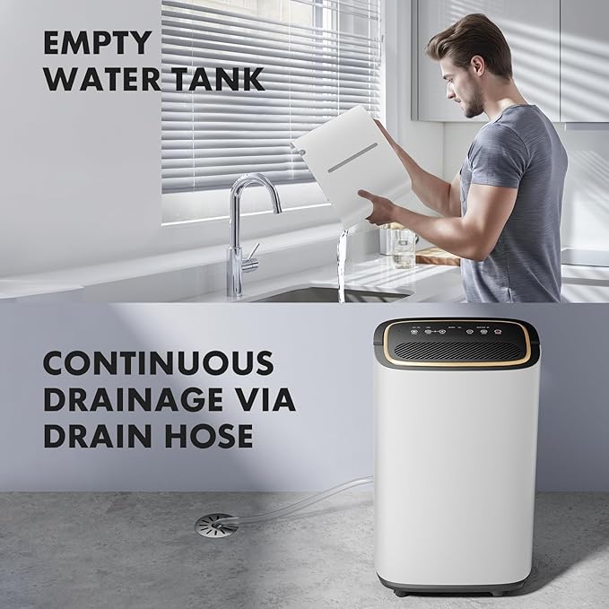 Sweetcrispy 2,000 Sq. Ft. Dehumidifier for Basement, 30 Pints Dehumidifiers for Home with Drain Hose, 74oz Water Tank Portable Quiet Moisture Remover, Ideal for Bedroom & Bathroom