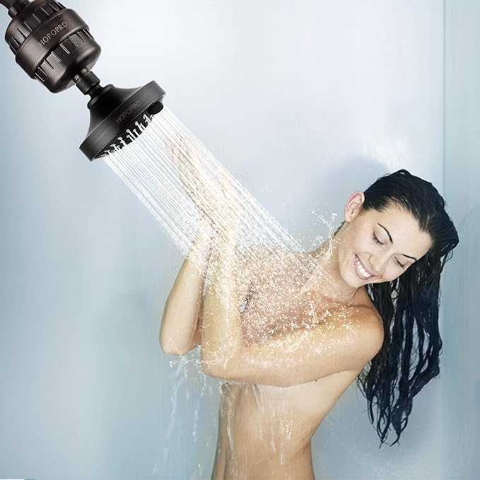 HOPOPRO NBC News Recommended Brand 18-Stage Shower Filter - Universal Shower Head Filter for Hard Water, Removes Chlorine, Fluoride, Heavy Metals