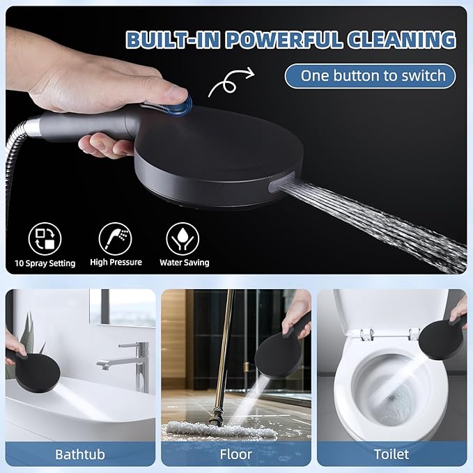 iFealClear Metal Rain Filtered Shower Head, 10” High Pressure Rainfall Shower Head with Handheld Spray, 10 Mode Handheld Powerful Wash, 16" Adjustable Extension Arm, 2 Pack Shower Filters, Matte Black