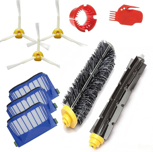 Replacement Parts Kit Bristle Flexible Beater Brush & Aero Vac Filter & Side Brush Compatible with iRobot Roomba 600 Series 595 610 614 618 620 630 640 650 660 680 685 690 692 694 695 Vacuum