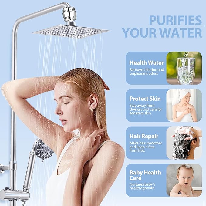 3 Pack Shower Filter Replacement Cartridge, 20 Stage Shower Filter for Hard Water, Compatible with Any Similar Design, Reduces Chemicals & Chlorine, High Output