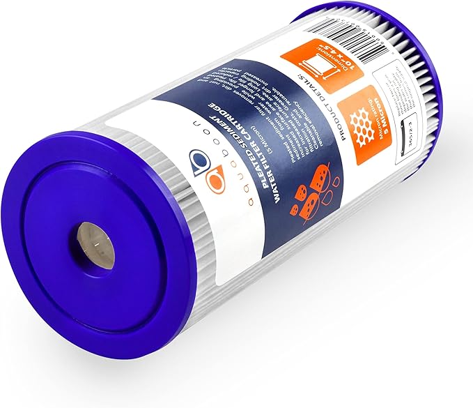 Aquaboon 5 Micron Pleated Sediment Water Filter 10 x 4.5 Cartridge - Whole House Water Filter Replacement - Whole House Water Filters Cartridges Compatible with Well Filters FXHSC, R50-BBSA, 2-Pack