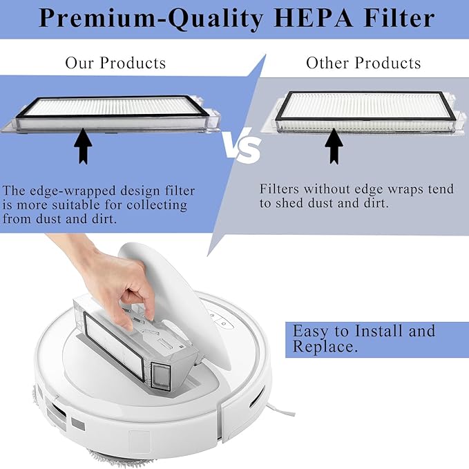 Accessories Kit Compatible with Roborock Q Revo【Not for Qrevo S/Pro/Plus/Maxv】Robtic Vacuum Cleaner, 2 Main Brush Roller, 4 Hepa Filters,4 Mop Pads,4 Dust Bags, 6 Side Brush,22 Pack Replacement Parts