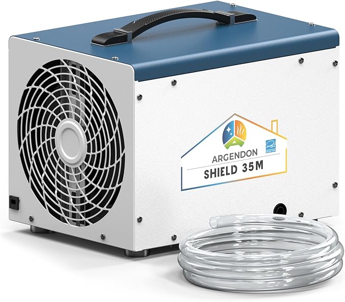 ARGENDON Dehumidifier for Crawlspace Basement, Energy Star Commercial Dehumidifier with Drain Hose 70 PPD, Compact, Ideal for Water Damage Storage Up to 1000 Sq Ft