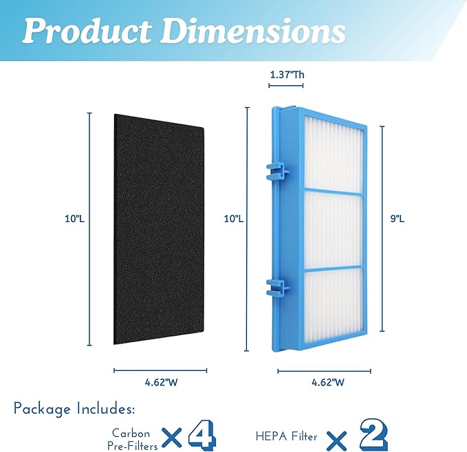 Nispira AER1 Filter Replacement for Holmes Air Purifier HAPF30AT HAP242-NUC, Odors Dust VOCs Remover, Total Air 2 True HEPA 4 Carbon Booster, 1.2 x 10 x 4.6 Inches