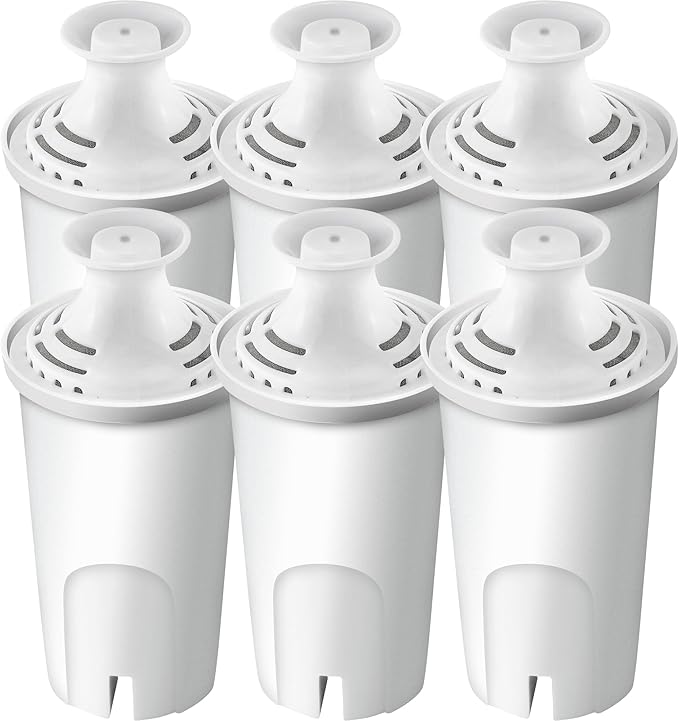 Replacement for Brita Water Filter Pitchers Dispensers, Classic 35557, Ob03, Mavea 107007- BPA-Free, Reduce Tds - 6 Filters for Pitchers- by TOMOON