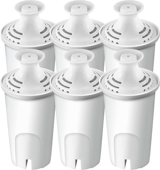 Replacement for Brita Water Filter Pitchers Dispensers, Classic 35557, Ob03, Mavea 107007- BPA-Free, Reduce Tds - 6 Filters for Pitchers- by TOMOON