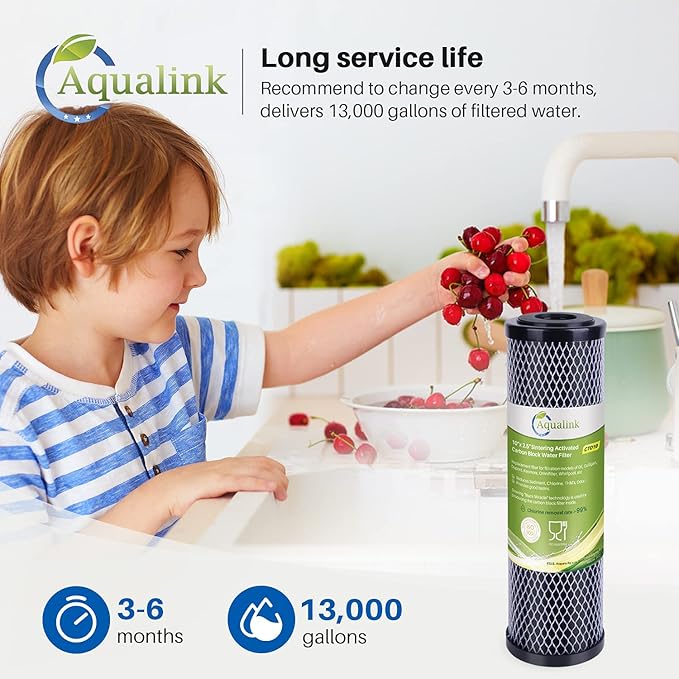 CTO10, 1 Micron 2.5" x 10" Whole House Carbon Water Filter Cartridge Replacement for Countertop Water Filter System, Dupont FXWTC, WFPFC8002,WFPFC9001, SCWH-5,WHEF-WHWC,AMZN-SCWH-5