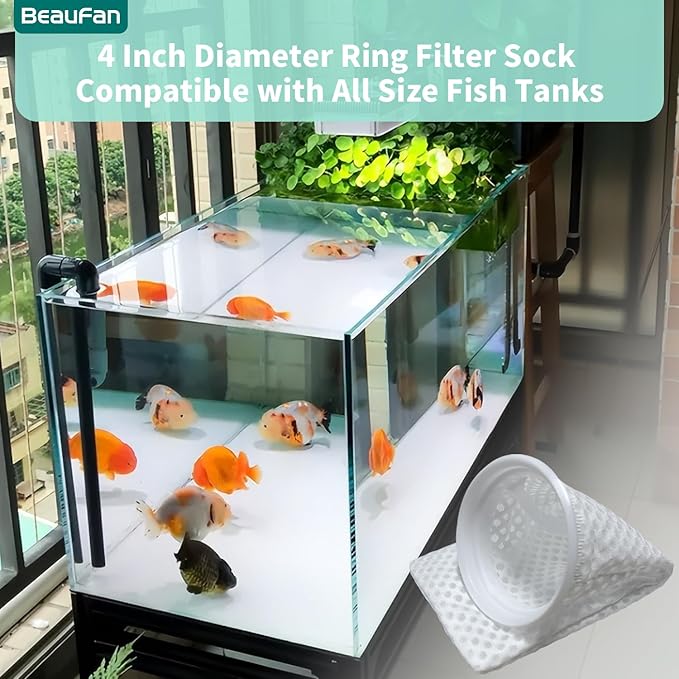 6 Pack 4 Inch 150 Micron Honeycomb Filter Socks Compatible with Waterbox Marine X 60.2, 90.3, and 110.4, Aquarium Filter Sock 3D Honeycomb Design Filter Sock, 4 Inch Ring by 11.8 Inch Long