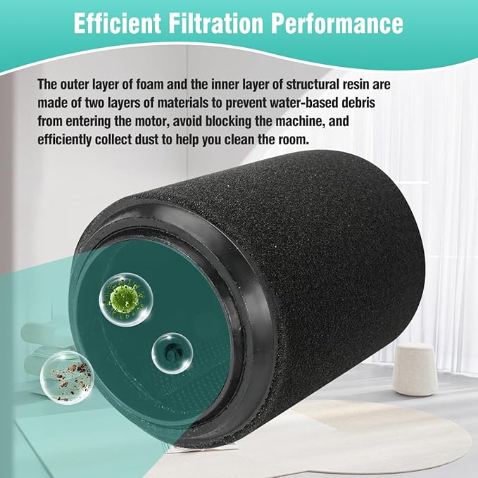 2-Pack VF7000 Filter for Ridgid Shop Vac,Compatible with Ridgid 5-20 Gallon and Husky 6-9 Gallon Wet/Dry Vacuums,Foam Wet Vacuum Filter Replacement for Wet Applications Only