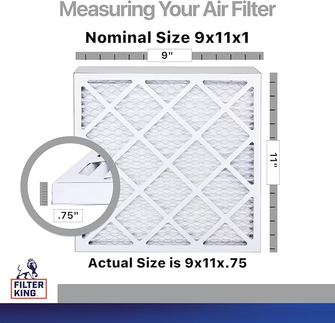 Filter King 9x11x1 Air Filter | 4-PACK | Carbon MERV 8 HVAC Pleated A/C Furnace Filters | MADE IN USA | Actual Size: 9 x 11 x .75"