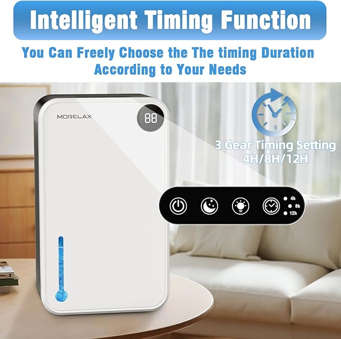 Dehumidifier,Scozza 25 OZ Small Dehumidifiers for Room for Home, Quiet with Auto Shut Off, Dehumidifiers for Bedroom (280 sq. ft), Bathroom, RV, Closet,Bedroom, Basement, 7-color LED light,White