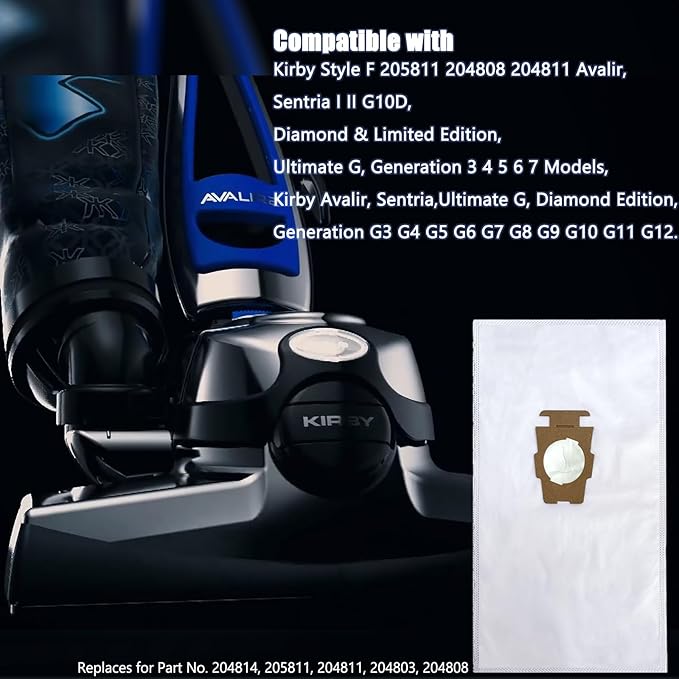 16 Pack 204814 Micron Magic HEPA Filter Plus Bags fit for kirby Part 205811 204814 204811 Universal Cloth Bags and All Kir-by Sentria Vacuum G Series, Avalir Models