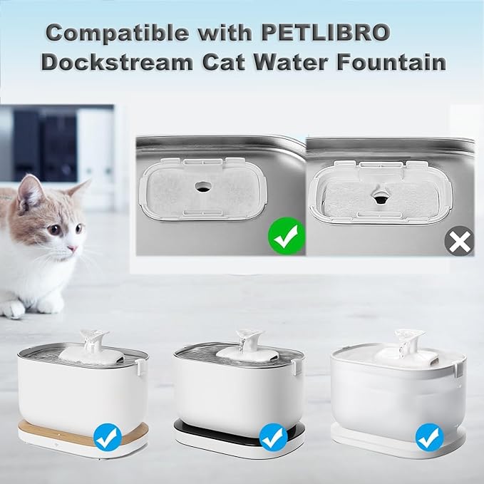 16 Pack Cat Water Fountain Replacement Filter for Petlibro Dockstream Cat Water Fountain(PLWF005/PLWF115/PLWF105, Pet Water Fountain Filter with Replacement Pre-Filter Pump Sponges(16+16)
