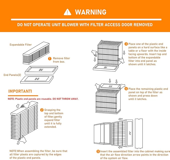 EXPXXFIL0020 20x25 MERV-13 Filter Replacement Compatible with Bryant/Carrier EZ-FLEX EXPXXFIL0020 Heating and Cooling System, Expandable Filter Media 20x25, 2 Pack