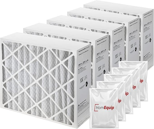 Furnace Filters FC100A1037 - HVAC 20x25x4 Air Filter Replacement Merv 11 with Homequip Easy Disposal Bag (5 Pack)