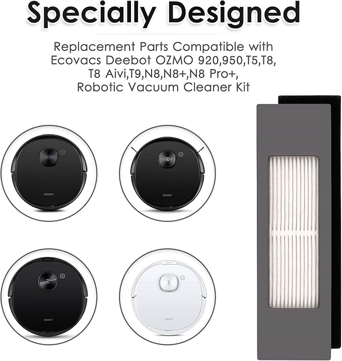 (8 Pieces) N10 HEPA Filter for Ecovacs DEEBOT OZMO N10 N10 Plus 920 950 T8 AIVI Max T9 T5 N5 N7 N8+ N8 Pro Plus DX55 DX93 DJ65 Robot Vacuum, Filters Accessories, Canister Filters