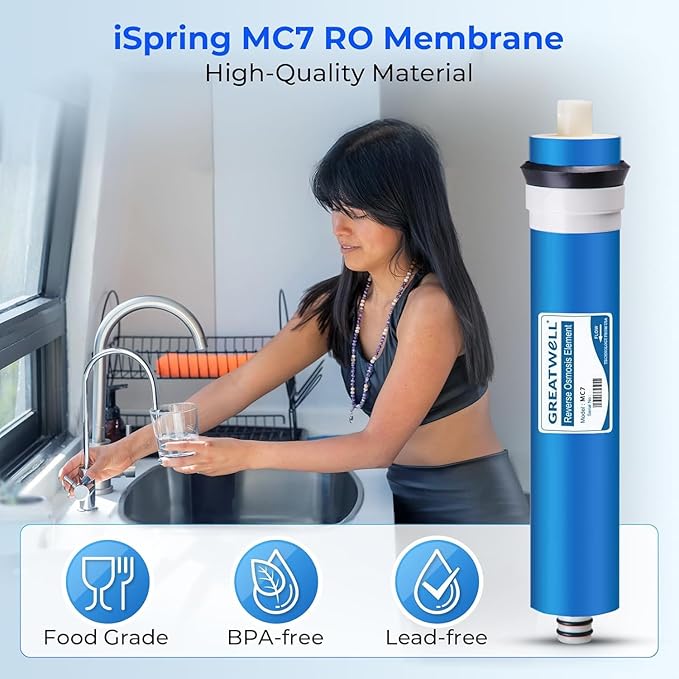 iSpring F7KU75 NSF Certified Replacement Under-Sink Water Filter Cartridges Set for 7-Stage 75 GPD Membrane Reverse Osmosis RO Water Filtration Systems with Alkaline Mineral Filter and UV Bulb