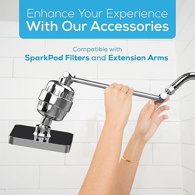 SparkPod Shower Head - High Pressure Rain - Premium Quality Luxury Design - 1-Min Install - Easy Clean Adjustable Replacement for Your Bathroom Shower Heads (Luxury Polished Chrome, 6 Inch Square)