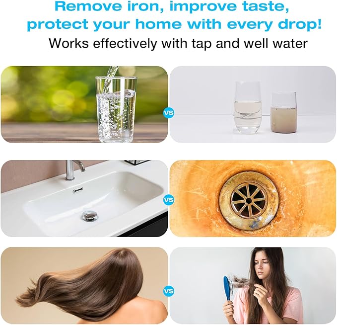 H&G Lifestyles 4.5" x 20" 3 Stage Whole House Water Filter Replacement set with Iron & Manganese Reducing Cartridges, GAC KDF, PP Cutton Cartridges,Replacement for Any 20" Water Filter