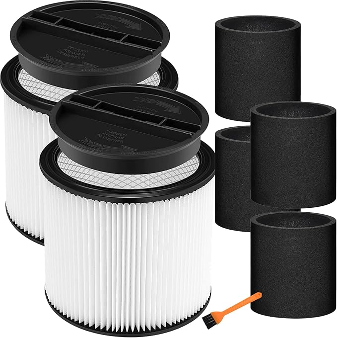 True HEPA Cartridge Filter Replacement - Compatible with Shop Vac 90304, 90350, 90333, 903-04-00, 9030400, 90585 - Compare to Shop Vac Filter Type-U (2 Filter + 2 Foam Filter)