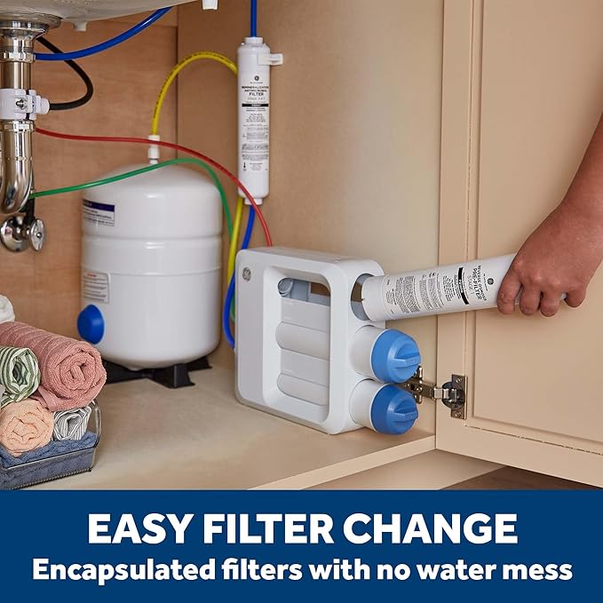 GE 5-Stage Reverse Osmosis Under Sink Water Filtration System with Faucet, Reduces 95+ Impurities including Lead, Chlorine, Arsenic, Filters FQ18PN, FQ18MN, FQ18RT, GXRV40TBN