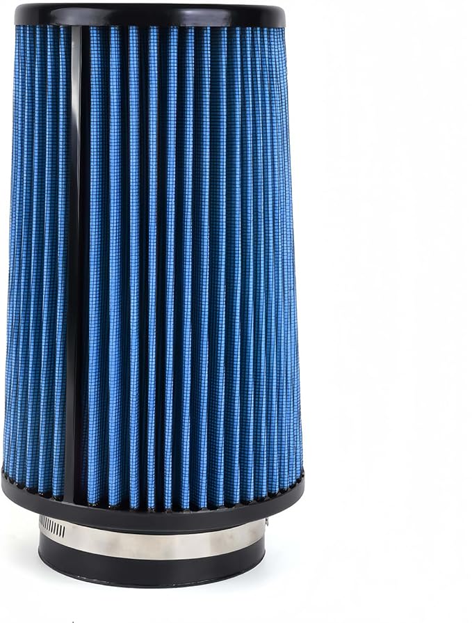 4-Inch Cold Air Intake Filter - Washable, High Performance, 3" or 3-1/2" or 4" Clamp-On Filter Height: 9 In Replacement Cone Air Filter Universal 3 Sizes in 1 (Blue)
