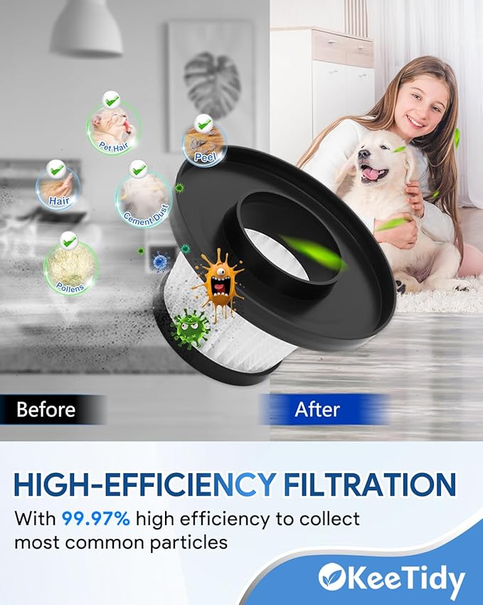 Replacement Filter Compatible with Horsepower Duck Compact Cordless Vacuum Cleaner AS Seen On TV, Vacuum Cleaner Filter Replacement Parts, Black, 4+1 Pack