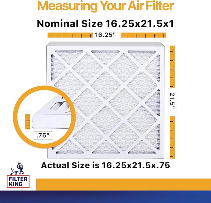 Filter King 16.25x21.5x1 Air Filter | 12-PACK | MERV 13 HVAC Pleated A/C Furnace Filters | MADE IN USA | Actual Size: 16.25 x 21.5 x .75"