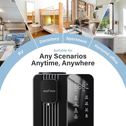 Ecoviva Mate 4 Countertop Reverse Osmosis Water Filter System with UV, BPA Free, 7-Stage Filter, Pure and Clean Water 3:1, Instant-Hot, Indoor No Installation, Meet NSF/ANSI 58 Desktop Water Purifier