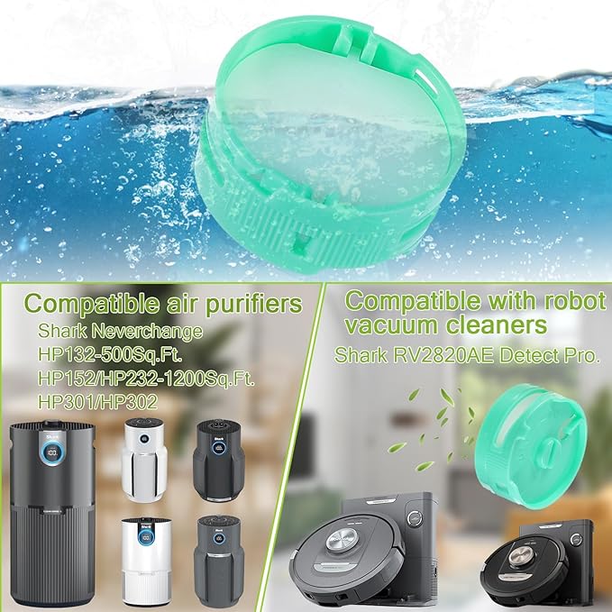 Odor Neutralizer Cartridge Replacement for Shark Vacuum Cleaner, Compatible with AZ3000 AZ3002 HZ3000 HZ3002 IZ862H IZ562H ZD550, 6pcs Green Original, 1.5 inches, HEPA, VACUUM FILTER, Filter