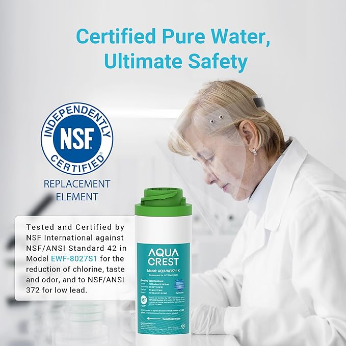AQUA CREST FQK1K Under Sink Water Filter, 1350 Gallons, NSF/ANSI 42 372 Certified, Replacement for GE FQK1K, FQK2J, GXK185K and GX1S50R (Pack of 1)
