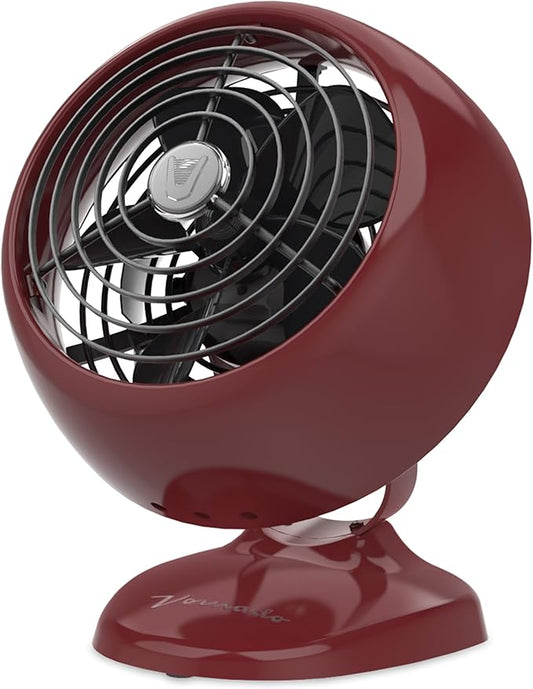 Vornado VFAN™ Mini Fan, Classic Vintage Circulator, Retro Metal Air Circulator, For Desk & Bedside, 2 Speeds, Adjustable Tilt, Personal Cooling with Targeted Airflow, Quiet Fan, Claret