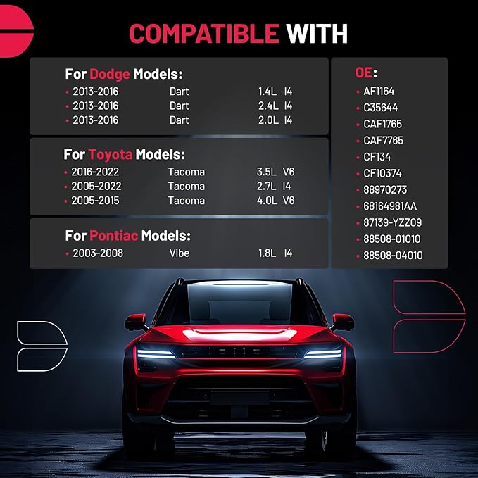 BDFHYK 1PC CF10374 Cabin Air Filter with Activated Carbon Compatible with Toyota Tacoma 2005-2022, Compatible with Dodge Dart 2013 2014 2015 2016