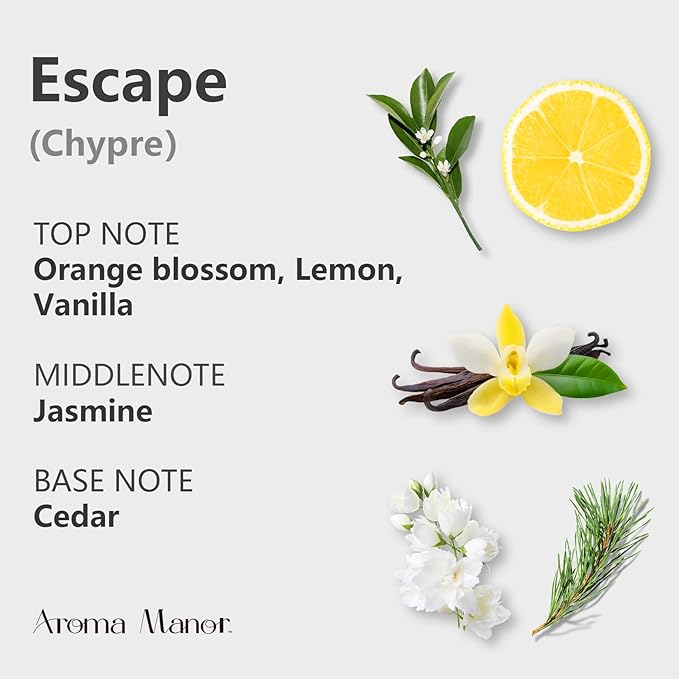 Fragrance Oil - Escape Essential Oil Blend - Luxury Hotel Inspired Home Aromatherapy Diffuser Oil - Orange Blossom, Vanilla, Jasmine, Cedar - for Diffuser, Humidifier, Ultrasonic, Reed - 150ML