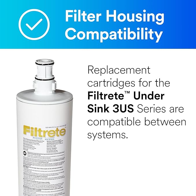 Filtrete Maximum Under Sink Quick Change Water Filtration Replacement Filter 3US-MAX-F01, for use with System 3US-MAX-S01 (Pack of 2)