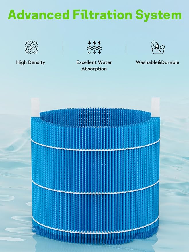 Dh3i Wick Replacement Filter Compatible with Blueair 2-in-1 Purify + Humidify Air Puri-fier, Soothing Water Vapors Through Particle & Mineral Capture, 2 Pack