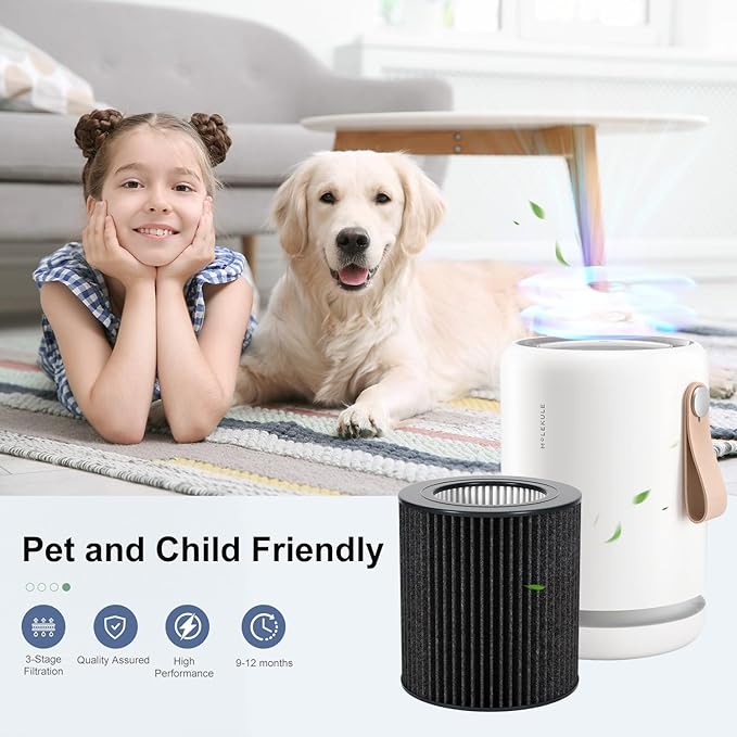 2 Pack Air Mini Filter Replacements Compatible with Molekule Air Mini & Air Mini + Air Purifiers, 3-in-1 High-Efficiency True HEPA Replacement Filter