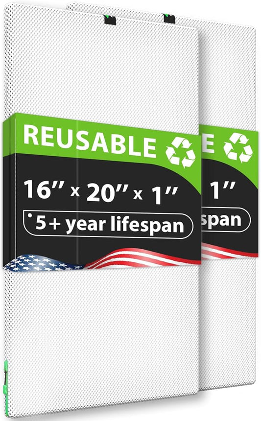 16x20x1 Air filter Pro Kit, Washable and Reusable Air Filter 16x20x1 for AC HVAC Furnace, MERV 8 Air Filters Machine Washable & Dryer Friendly, AC Furnace Air Filter, Include 2 Filters&1 Frame