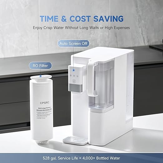 CO-Z Countertop Reverse Osmosis Water Filter, 5-Stage RO Water Filtration System, Portable Water Purifier Dispenser with 5 Temp 3 Preset Volume Options, 4:1 Pure to Drain, NSF/ANSI 58, No Installation